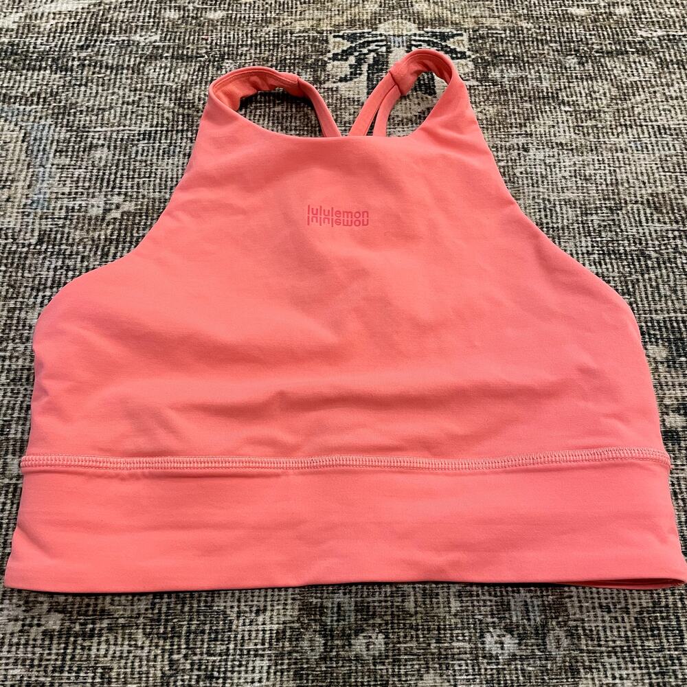 Lululemon Energy High-Neck Longline Bra Raspberry Cream Women's Size 6